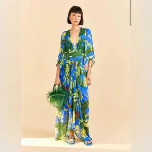 Farm Rio blue banana leaves dress